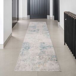 Kukoon Silver Blue Metallic Distressed Geometric Motif Low Pile Area Rug in Metallics - Size: 60 cm x 110 cm - thumbnail 6