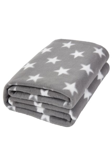 OHS Stars Throw Over Bed Warm Soft Blanket Sofa in Silver - Size: 120 cm x 150 cm