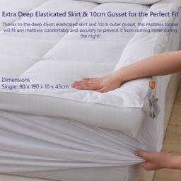 Glamhaus Luxury Mattress Topper Fitted Skirt - Oeko Tex 100 & Silvadur - Single in White - thumbnail 4