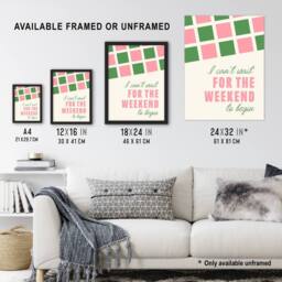 "Artery8 Can't Wait For The Weekend To Begin Simple Retro Wall Art Print - Size: W12"" x H16""" - thumbnail 3