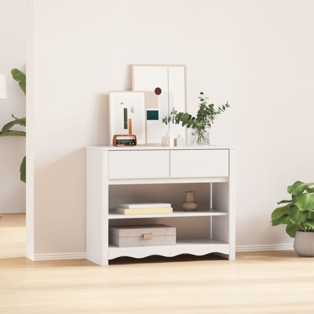 "Berkfield Home Console Table ""DRAMMEN"" White 89, 5x37x73 cm Solid Wood Pine - Size: 5 x 37 x 73 cm" - image 1