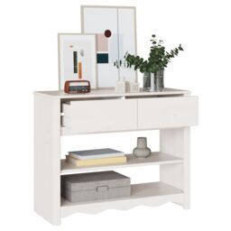 "Berkfield Home Console Table ""DRAMMEN"" White 89, 5x37x73 cm Solid Wood Pine - Size: 5 x 37 x 73 cm" - thumbnail 3