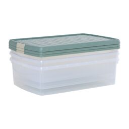 Wham Clip 3x 30L Rectangular Plastic Storage Boxes with Clip Lock Lids in Green - thumbnail 4