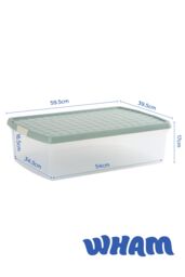 Wham Clip 3x 30L Rectangular Plastic Storage Boxes with Clip Lock Lids in Green - thumbnail 6