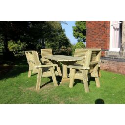 Churnet Valley Garden Furniture Ltd Ergo Dining Table Set with 2 Bench & 2 Chair - Min. Assembly Required in Brown - thumbnail 4