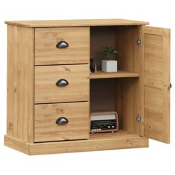 Berkfield Home Sideboard with Drawers VIGO 78x40x75 cm Solid Wood Pine in Brown - Size: 78 x 40 x 75 cm - thumbnail 3