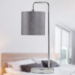 First Choice Lighting Silvery Grey Glitter 15cm Table Lamp Shade in Silver - thumbnail 4