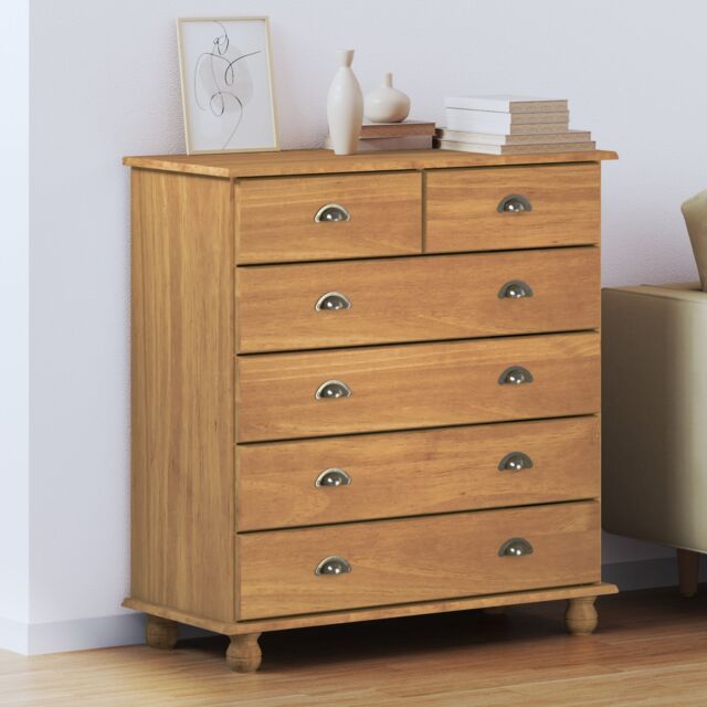 Berkfield Home Chest of Drawers 'ASKIM'91x40x95.5 cm Solid Wood Pine in Brown - Size: 91x40x95.5 cm - image 1