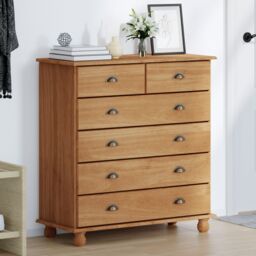 Berkfield Home Chest of Drawers 'ASKIM'91x40x95.5 cm Solid Wood Pine in Brown - Size: 91x40x95.5 cm - thumbnail 4