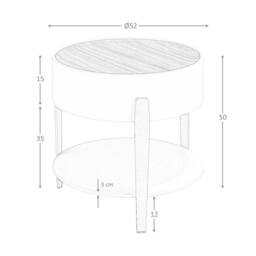Angel Cerda Round Side Table Walnut Veneer Top Beige MDF Gold - thumbnail 7