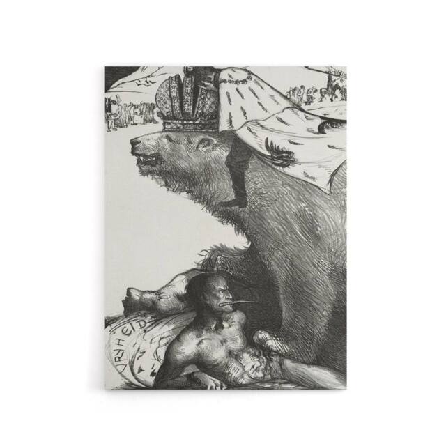 "Artery8 Tsar Nicholas II on the Russian Bear Holst Canvas Wall Art Print in White - Size: W12"" x H16""" - image 1