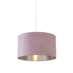 Lighting Collection Lilac Velvet Drum Shade Silver Inner D50Cm Lamp Shade - thumbnail 2