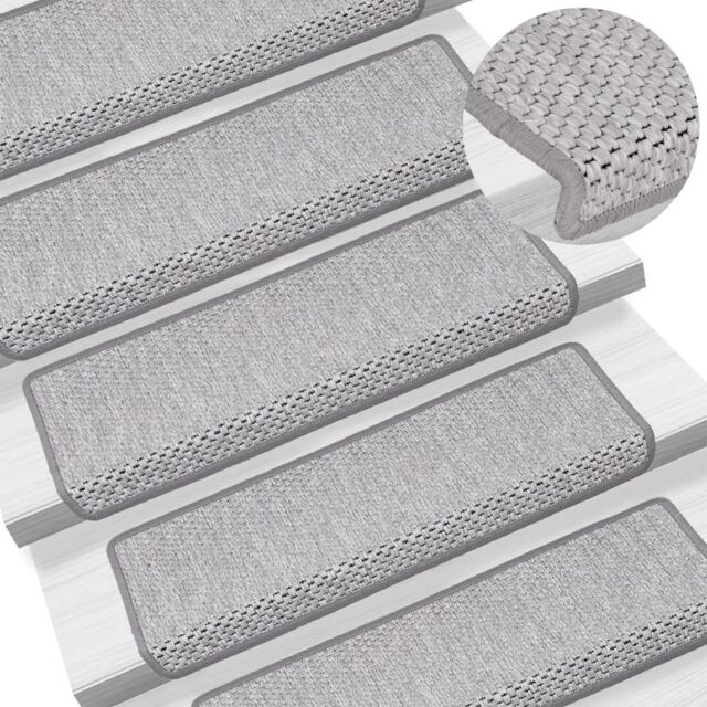 Berkfield Home Stair Mats Self-adhesive Sisal-Look 15 pcs 65x21x4 cm Beige - Size: Medium - image 1