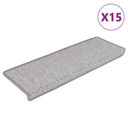 Berkfield Home Stair Mats Self-adhesive Sisal-Look 15 pcs 65x21x4 cm Beige - Size: Medium - thumbnail 2
