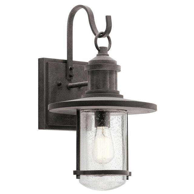 Loops Outdoor IP44 1 Bulb Wall Light Lantern Weathered Zinc LED E27 100W d01776