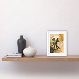 "Artery8 Wall Art Print Young Couple Dancing to Swing Music at a Club Modern Watercolour Painting Artwork Framed 9X7 Inch in White - Size: W7"" x H9""" - thumbnail 2
