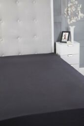Snug City Fitted Sheet Polycotton Plain Dyed Extra Deep 25cm Bed Linen in Dark Grey - Size: Small Double - thumbnail 3
