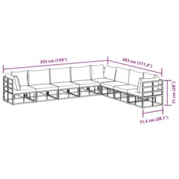 Berkfield Home Garden Sofa Set with Cushion with Pillow 8 pcs Black Aluminium - thumbnail 9