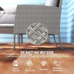 OUTSUNNY 6 Pieces Rattan Garden Furniture Sofa Set with Cushions, Grey - thumbnail 4