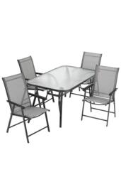 Garden Sanctuary 4-Seater Outdoor Tempered Glass Rectangle Garden Dining Table Set in Black - thumbnail 4
