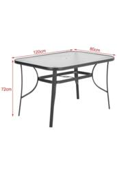 Garden Sanctuary 4-Seater Outdoor Tempered Glass Rectangle Garden Dining Table Set in Black - thumbnail 5