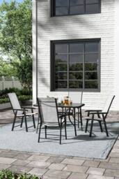 Garden Sanctuary 4-Seater Outdoor Tempered Glass Rectangle Garden Dining Table Set in Black - thumbnail 1