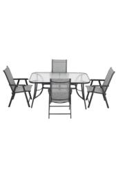 Garden Sanctuary 4-Seater Outdoor Tempered Glass Rectangle Garden Dining Table Set in Black - thumbnail 3