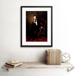 Artery8 Wall Art Print Abraham Lincoln Portrait Healy Painting 1869 President Sitting on Chair Deep in Thought Artwork Framed in Black - thumbnail 2