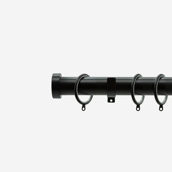 New Edge Blinds Matt Black 28mm Stud Fixed Length Metal Curtain Pole in Jet Black - Size: 90 cm - image 1