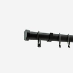 New Edge Blinds Matt Black 28mm Stud Fixed Length Metal Curtain Pole in Jet Black - Size: 90 cm - thumbnail 2
