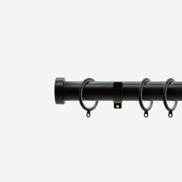 New Edge Blinds Matt Black 28mm Stud Fixed Length Metal Curtain Pole in Jet Black - Size: 90 cm - thumbnail 1