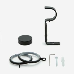 New Edge Blinds Matt Black 28mm Stud Fixed Length Metal Curtain Pole in Jet Black - Size: 90 cm - thumbnail 3