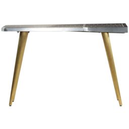Berkfield Home Aviator Writing Desk Vintage Aircraft Airman Style 120x60x76 cm in Silver - Size: 120 x 60 x 76 cm - thumbnail 3