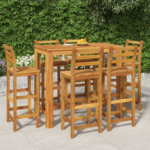 Berkfield Home 7 Piece Garden Bar Set Solid Wood Acacia in Brown - image 1