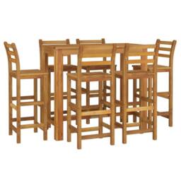 Berkfield Home 7 Piece Garden Bar Set Solid Wood Acacia in Brown - thumbnail 3