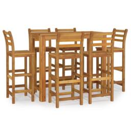 Berkfield Home 7 Piece Garden Bar Set Solid Wood Acacia in Brown - thumbnail 2