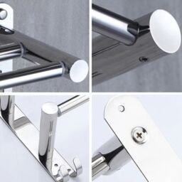 Hinsinc Bathroom Wall Mounted Towel Rail 3 Tier Chrome Kitchen Towel in Silver - thumbnail 3
