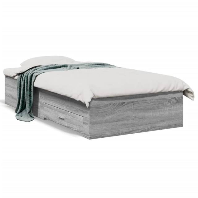 Berkfield Home Bed Frame with Drawers without Mattress Grey Sonoma 90x200 cm - image 1