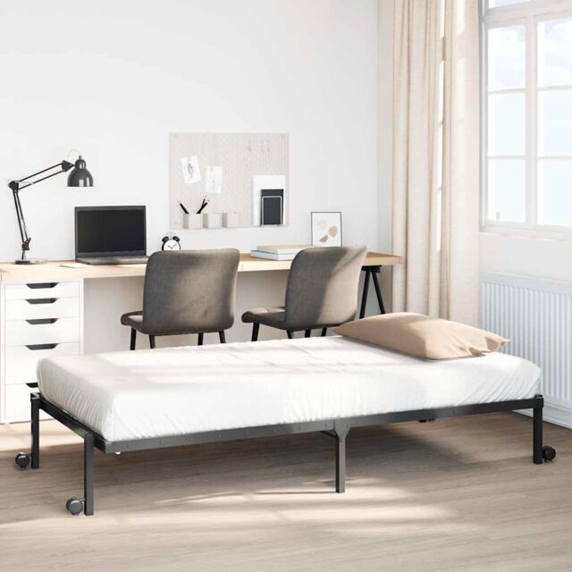 Berkfield Home Bed Frame without Mattress Foldable Black 100x190 cm Steel - image 1