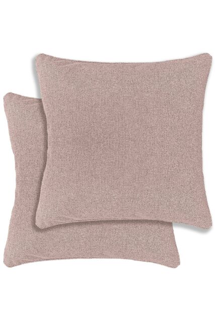 Enhanced Living Austin/Dallas Textured Pair of Double Sided Zip Opening Piped Edge Cushion Covers - 43x43cm - Cases Only in Pink - Size: 43 cm x 43 cm - image 1