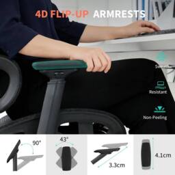 Havendro Ergonomic Adjustable Swivel Computer Office Chair & Headrest Armrest in Black - thumbnail 4