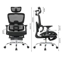 Havendro Ergonomic Adjustable Swivel Computer Office Chair & Headrest Armrest in Black - thumbnail 2