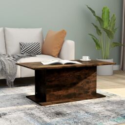 Berkfield Home Coffee Table Smoked Oak 102x55.5x40 cm Engineered Wood in Brown - thumbnail 1