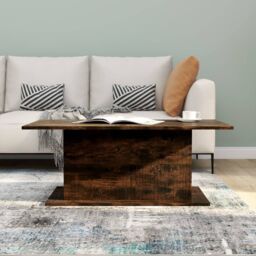 Berkfield Home Coffee Table Smoked Oak 102x55.5x40 cm Engineered Wood in Brown - thumbnail 4