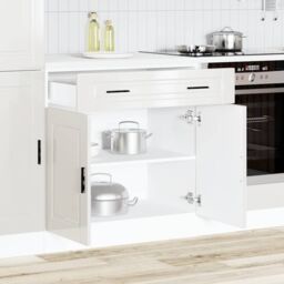 Berkfield Home Kitchen Base Cabinet¬†Porto High Gloss White Engineered Wood - thumbnail 3