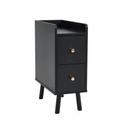 FORGEVIO Black 2 Drawers Bedside Cabinet Bedroom Side Table - thumbnail 5