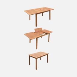 sweeek 6-seater Extendable Wooden Garden Table Set With Chairs in Light Brown - thumbnail 3