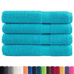 Berkfield Home Premium Towels SOLUND 4 pcs Turquoise 100x200 cm 600 gsm in Blue - thumbnail 2