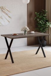 Home Discount Vida Designs 4 Seater Dining Table X Shape Legs Dining Kitchen Furniture in Walnut - thumbnail 1
