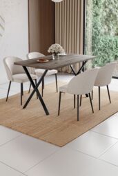 Home Discount Vida Designs 4 Seater Dining Table X Shape Legs Dining Kitchen Furniture in Walnut - thumbnail 2